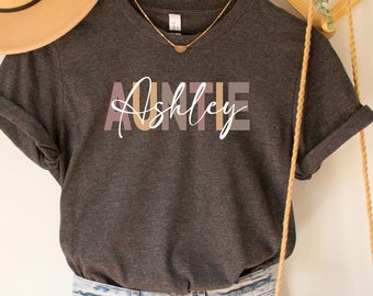 Personalized Auntie T-Shirt, Custom Kid Name Aunt Tee