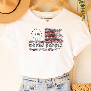 Patriotic t shirts, We the people Flag Shirt, Vintage USA Flag 1776 , US Flag T-shirts, Distressed Patriotic t shirts