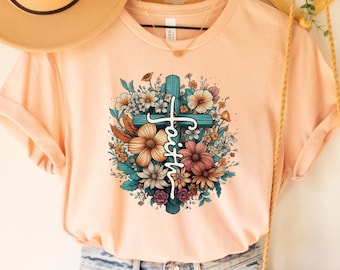 Floral Faith Christian T-Shirt: Western Country Style