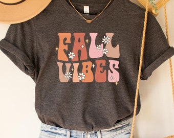 Retro Fall Vibes Shirt, Womens Trendy Graphic Tee