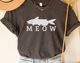 Funny Catfish Meow Shirt - Fishing Dad Gift