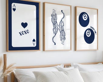 Y2K Dorm Art Prints: Cheetah, 8 Ball, Preppy Decor (Digital Download)