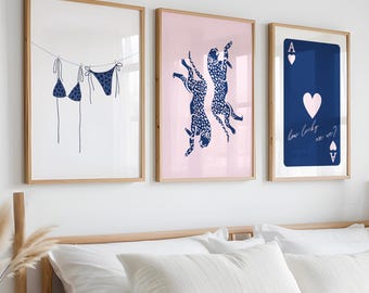 Y2K Leopard Wall Art Prints, Lucky Girl Set (Digital Download)