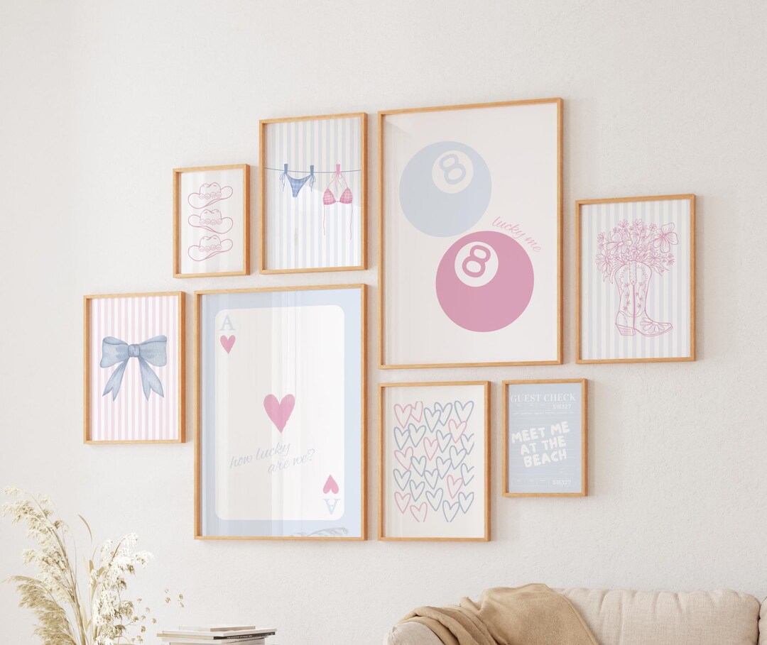 Coastal Cowgirl Wall Art Set: Pink & Blue Western Decor (digital ...
