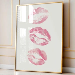 Pink Lipstick Kiss Poster: Girly Coquette Dorm Decor (Digital Download)