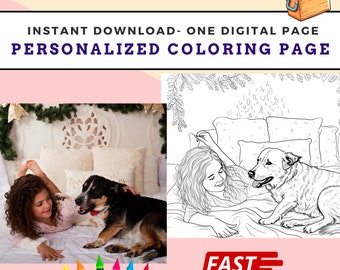 Custom Photo Coloring Page, Personalized Portrait Gift (Digital Download)