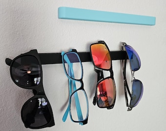3D Printed Sunglasses Hanger, Wall-Mounted Organizer for 4-5 Pairs, Black or Teal, Adhesive