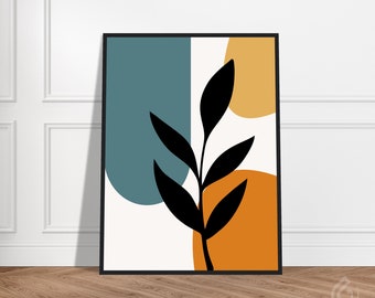 Boho Wall Art Minimalist Botanical Abstract Floral (012-3/3) | Premium Matte Paper Wooden Framed Poster | Home Décor, Art Print