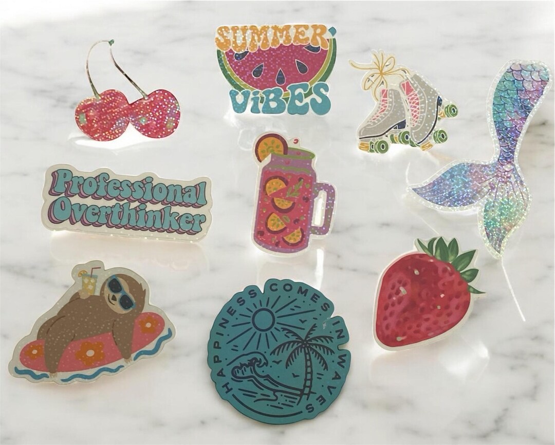Holographic Summer Stickers Pack - Waterproof Vinyl Decal Stickers for ...