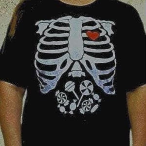 Hand Screenprinted Rib Cage Skeleton Halloween T-Shirt | Unique Spooky Tee | Perfect for Fall Festivities