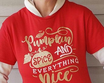 Pumpkin Spice Long Sleeve Tee: Hand Screenprinted Fall Shirt Holiday Apparel