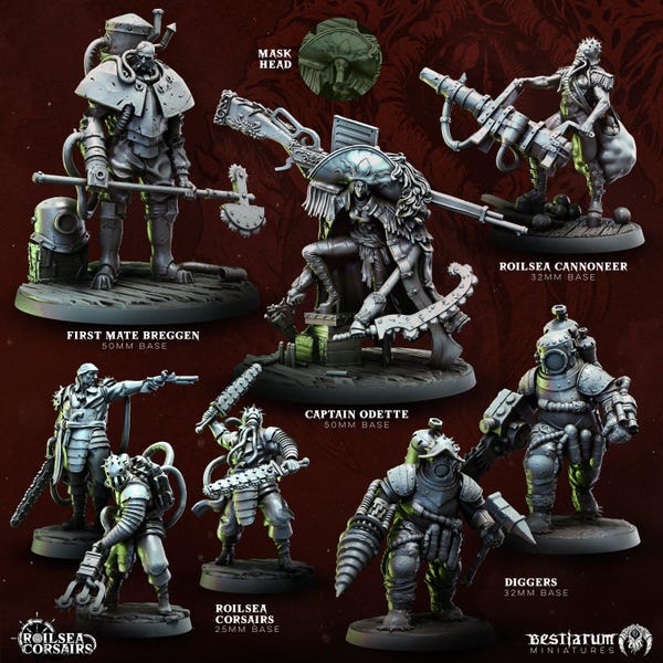 Dieselpunk Naval Raiders | Bestiarum | Trench Crusade DnD Miniatures