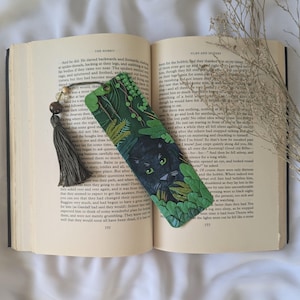 Panther Bookmark Semiprecious Gem Tasselled Bookmark Wildlife Bookmark Gift for Readers Unique Gift for Bookworms Bookmark for Panther Lover