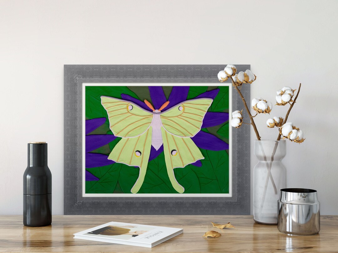 Moth Fine Art Print Luna Moth Artwork, Moth Illustration, Whimsical ...