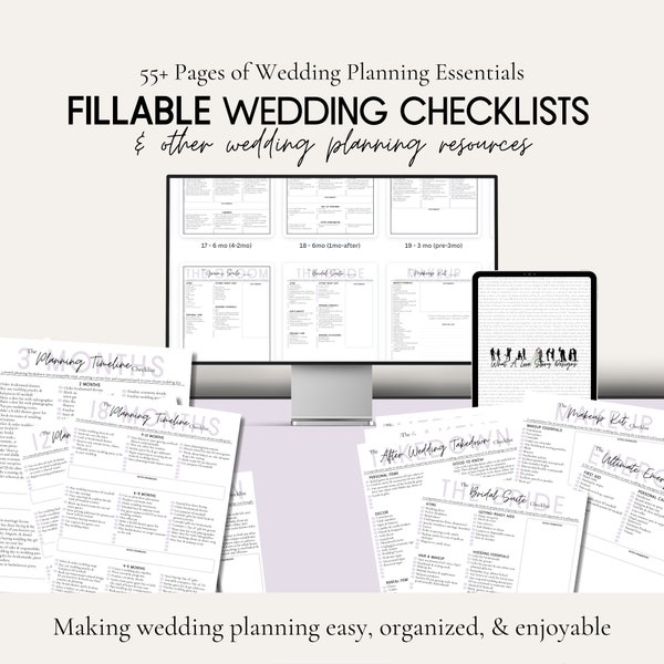 Ultimate Fillable Wedding Planning Printable Checklists Resources – Essential Tools for Brides, Templates, Guides, Organizational Aids