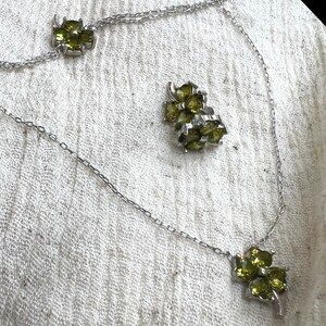 Four Leaf Clover Sterling Silver Necklace Mystic Green image 3