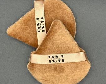 Powder Puff- brown, makeup applicator for setting powder. Set of 3.