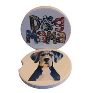 Dog Great Dane and Dog Mama Car Coaster Pair image 2