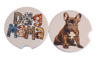 Car Coaster Pair - Dog French Bulldog and Dog Mama