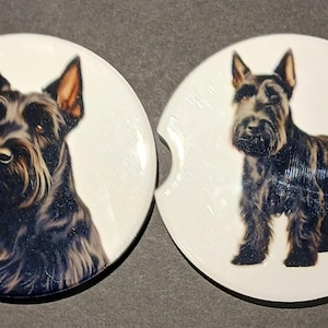 Car Coaster Pair - Animal, Dog Scottish Terrier Head and Standing