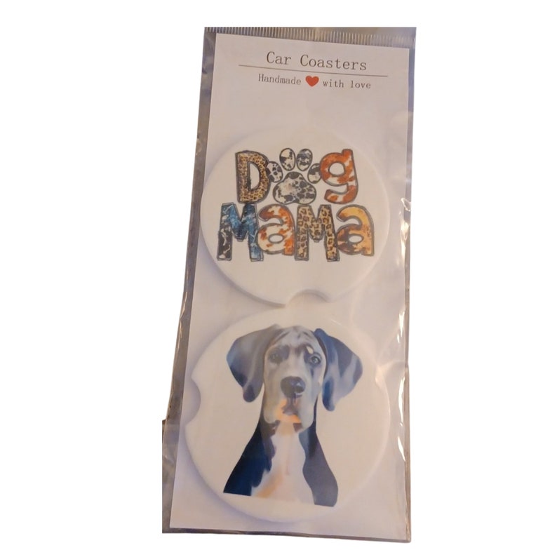 Dog Great Dane and Dog Mama Car Coaster Pair image 3