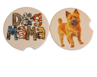 Car Coaster Pair - Dog Norwich Terrier and Dog Mama