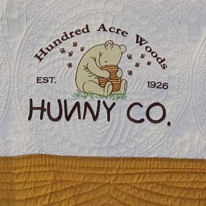 Heirloom Baby Quilt Embroidered with Everyone&#39;s Favorite Bear in a Honey Pot