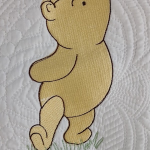 Heirloom Baby Quilt Embroidered with Everyone&#39;s Favorite Bear
