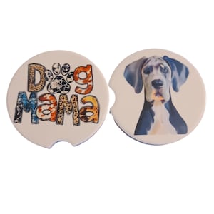 Dog Great Dane and Dog Mama Car Coaster Pair image 1