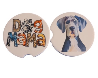 Car Coaster Pair - Dog Great Dane and Dog Mama