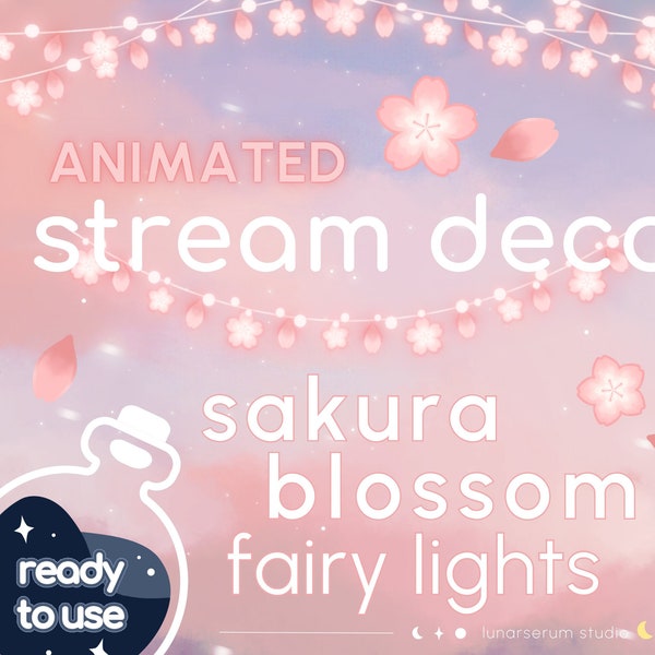 guirlandes lumineuses sakura fleurs de cerisier | déco en streaming pour les streams twitch/youtube/kick et vtubers | ROSE | Ajout de superposition de décoration