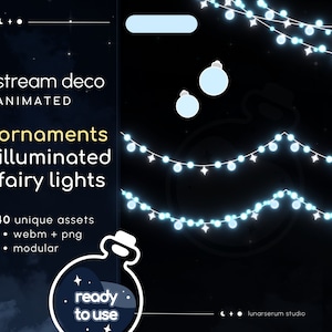 animierte beleuchtete Ornamente Lichterkette | Steampunk Deko für twitch/youtube Formate und vtubers | Dekorations-Overlay-Zusatz