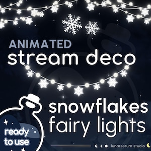 Geanimeerde verlichte sneeuwvlokken kerstverlichting | Streamdeco voor Twitch en YouTube | vtuber-add-on streamerdecoratie-overlay (digitale download)