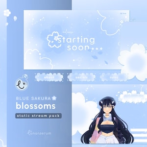 Blue Sakura Blossom ⟢ Static Stream Pack ⟢ Twitch, Youtube