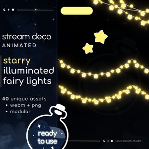 animierte beleuchtete Sternenlichterkette | Steampunk Deko für twitch/youtube Formate und vtubers | Dekorations-Overlay-Zusatz