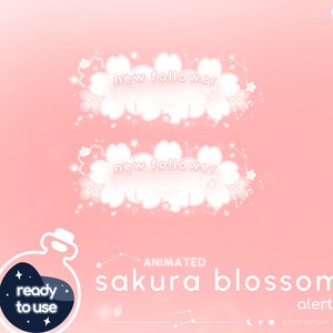アニメーション桜開花アラート | twitch youtube ストリーマー | 桜 / ピンク / かわいい / 流れ星