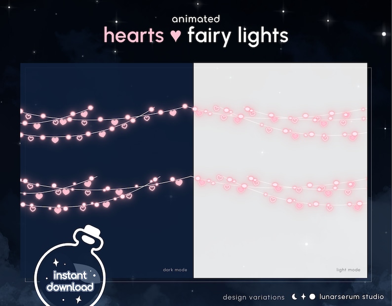 Animated Hearts Fairy Lights | Stream Deco for Twitch/youtube Streams ...