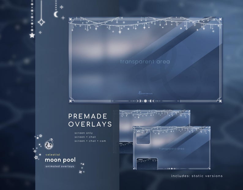 Celestial Moon Pool ANIMATED Overlays Pack Twitch, Youtube - Etsy