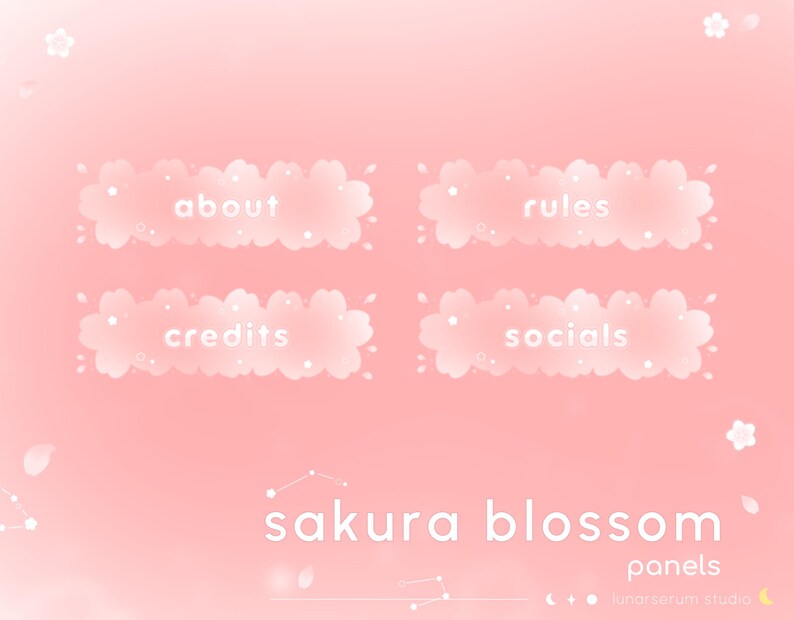 STATIC Pink Sakura Blossom Panels | Twitch Youtube Streamer | Cherry