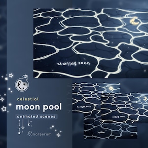 Celestial Moon Pool ⟢ Pack de scènes de streaming animées ⟢ Twitch, Youtube