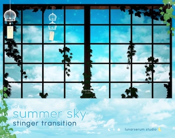 Day Summer Sky Stinger Transition | ANIMATED | for OBS | twitch youtube stream | overgrown doors sunny cloud