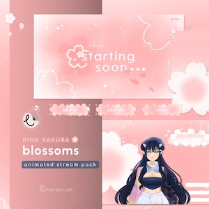 Pink Sakura Blossom ⟢ Animated Stream Pack ⟢ Twitch, Youtube