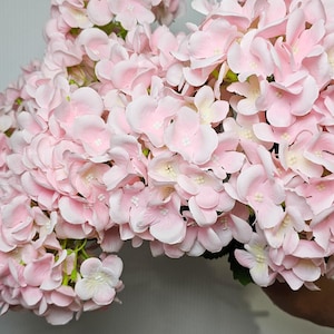 May include: A large bouquet of pink hydrangea flowers. The flowers are arranged in a cluster and have a soft, delicate appearance.