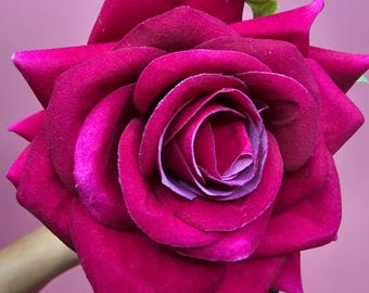 Rose velvet high quality flower artificial Faux Rose Stem|Artificial Flower|DIY Floral Crafts|Wedding/Home Decoration|DIY Bouquets/Gifts Red