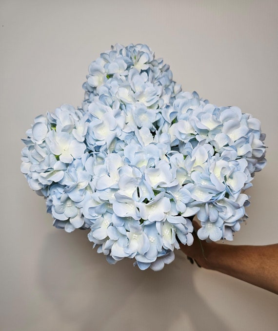 Blue Silk Hydrangea 5 stem Large Head Realistic Luxury Quality Artificial Flower| wedding/Home Decoration Gifts Floral Faux DIY Centerpieces