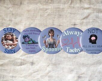 Invisible illness pins, Potsie button pins, Disability pins, Self care gift, gift for friend, Invisible disability pins, POTS syndrome gift