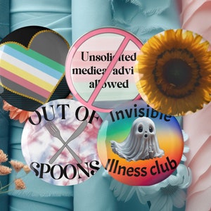 Invisible illness pins, Disability pins, Gift for bestie, Self-care gift, Invisible disability, Set of button pins, Disability awareness