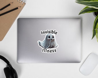 Onzichtbare ziekte, bubbelvrije stickers, spooksticker, onzichtbare handicap, zelfzorgcadeau, cadeau voor haar, bewustzijnscadeau, schattige sticker