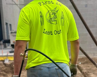 Electrician hi vis dry fit shirt, sunshirt, construction shirt, blue collar, gifts for him, gifts for dad, awesome tshirt