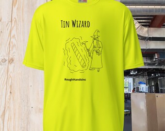 Tin Wizard, American Flag, Funny Work Shirt, At The Gym, Funny Gym Shirt, Construction Hi Vis, Blue Collar